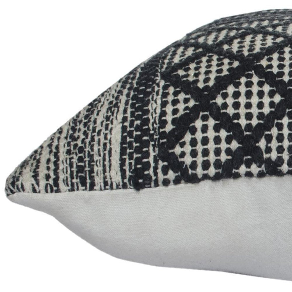 20" Beige And Gray Cotton Geometric Throw Pillow