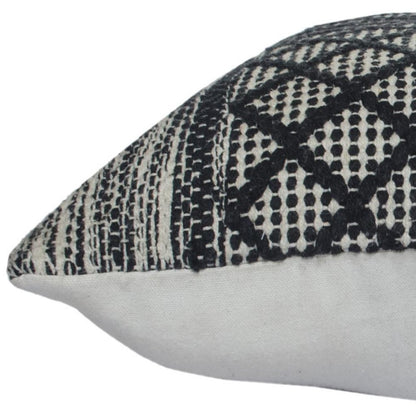 20" Beige And Gray Cotton Geometric Throw Pillow