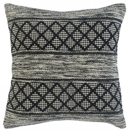 20" Beige And Gray Cotton Geometric Throw Pillow