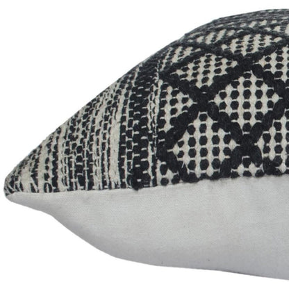 20" Beige And Gray Cotton Geometric Throw Pillow