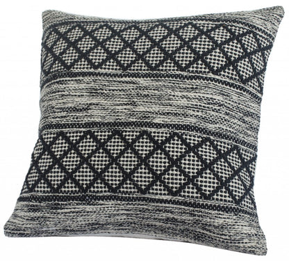20" Beige And Gray Cotton Geometric Throw Pillow