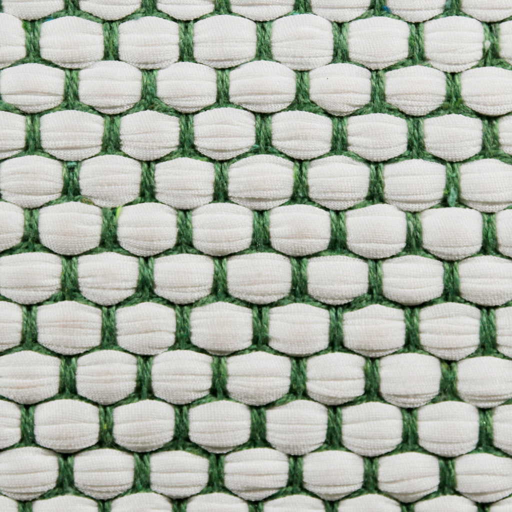 20" X 20" Jade Green And White 100% Cotton Geometric Zippered Pillow