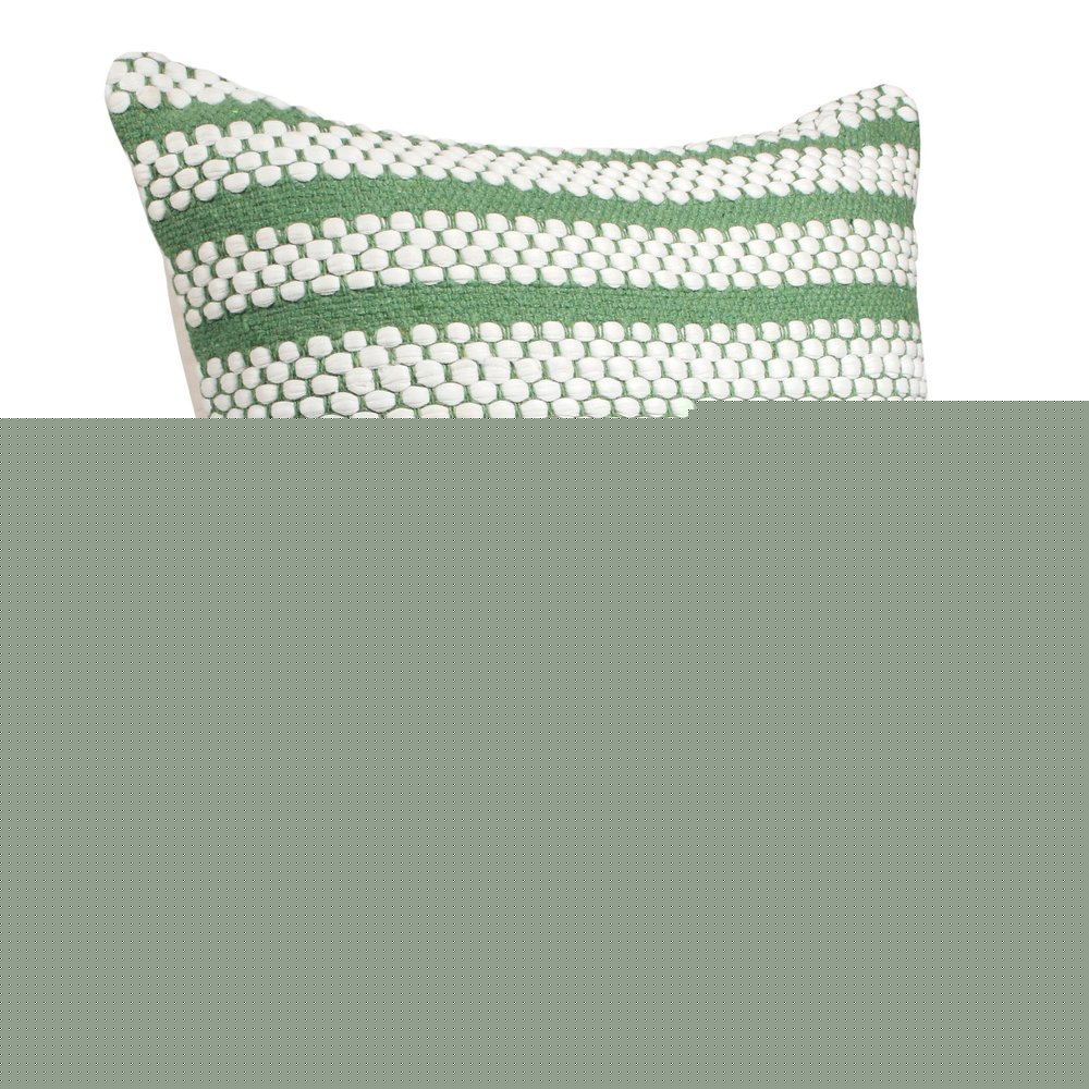 20" X 20" Jade Green And White 100% Cotton Geometric Zippered Pillow