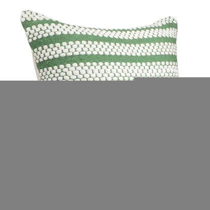 20" X 20" Jade Green And White 100% Cotton Geometric Zippered Pillow