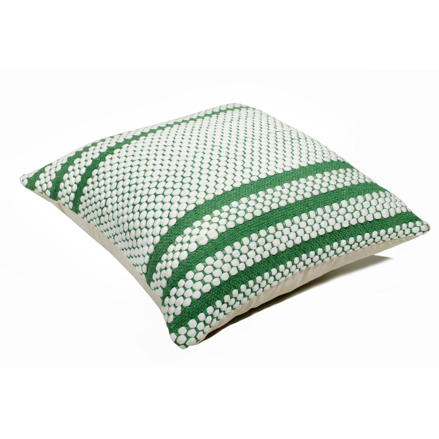 20" X 20" Jade Green And White 100% Cotton Geometric Zippered Pillow