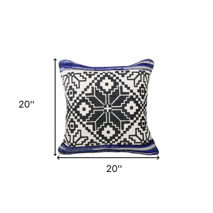 20" Blue and White Throw Pillow