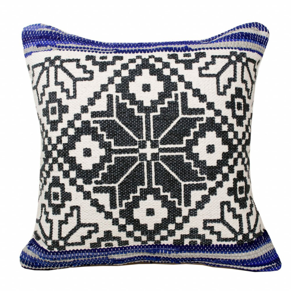 20" Blue and White Throw Pillow