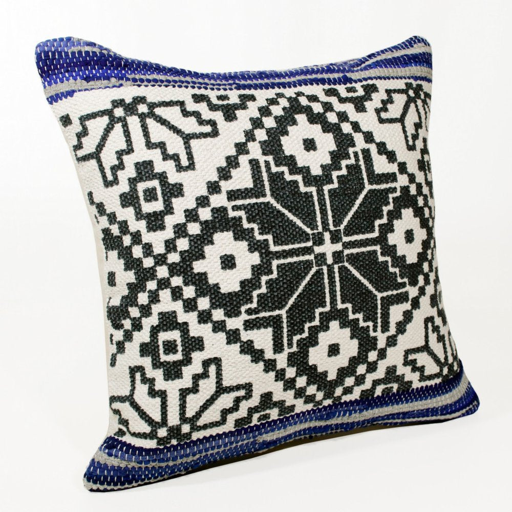 20" Blue and White Throw Pillow