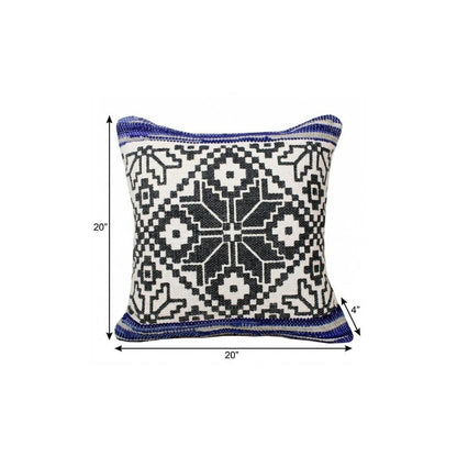 20" Blue and White Throw Pillow