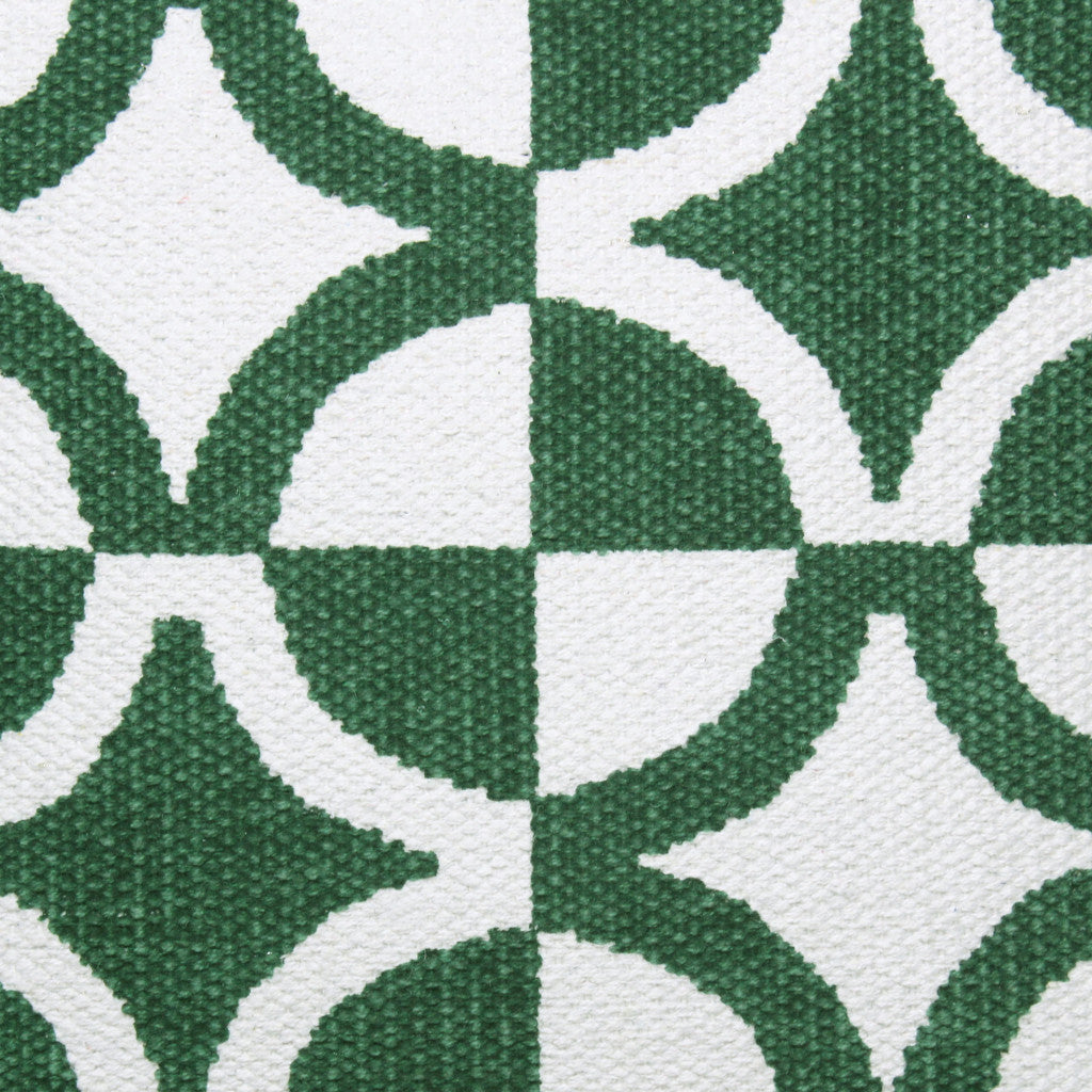 20" Green and White Cotton Throw Pillow