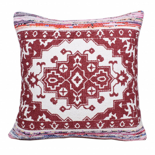 20" Red and White Throw Pillow