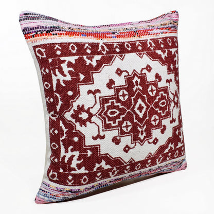 20" Red and White Throw Pillow