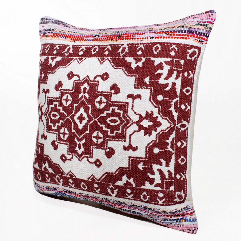 20" Red and White Throw Pillow