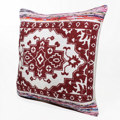 20" Red and White Throw Pillow