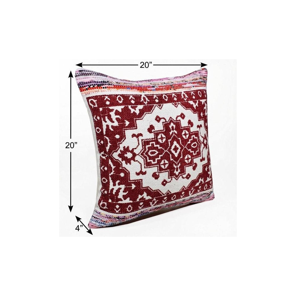20" Red and White Throw Pillow