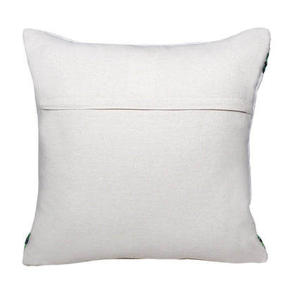 20" X 20" Green White And Blue 100% Cotton Geometric Zippered Pillow