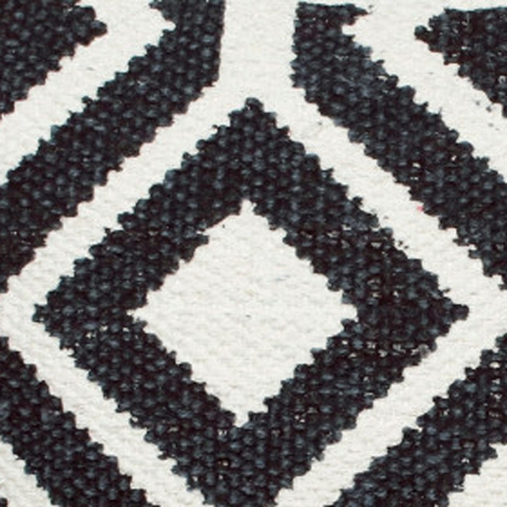 20" X 20" Deep Navy And White 100% Cotton Geometric Zippered Pillow