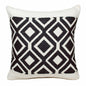 20" X 20" Deep Navy And White 100% Cotton Geometric Zippered Pillow
