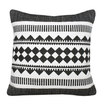 20" Black and White Geometric Cotton Throw Pillow