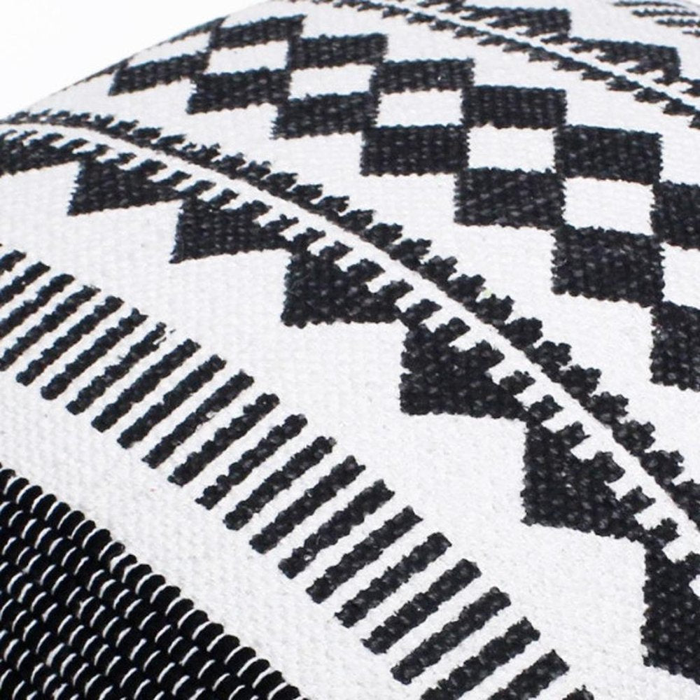 20" Black and White Geometric Cotton Throw Pillow