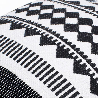 20" Black and White Geometric Cotton Throw Pillow