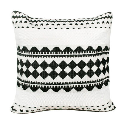 20" X 20" Black And White 100% Cotton Geometric Zippered Pillow