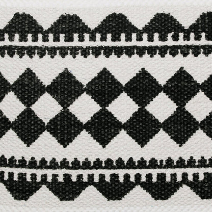 20" X 20" Black And White 100% Cotton Geometric Zippered Pillow