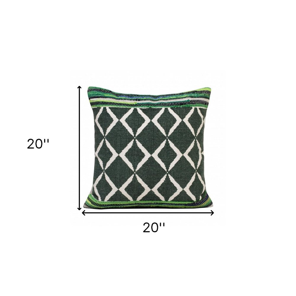 20" Blue and Green Throw Pillow
