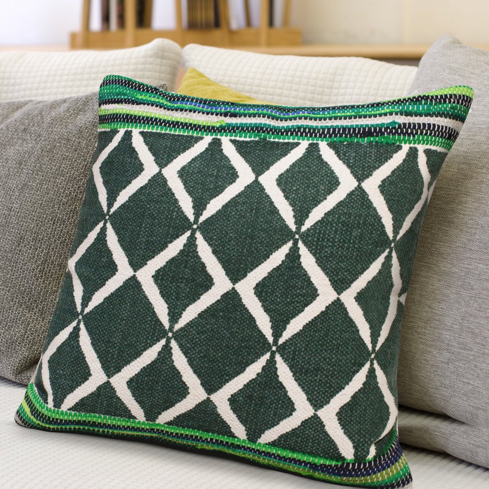 20" Blue and Green Throw Pillow