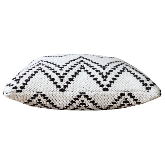 20" X 20" Black And White 100% Cotton Chevron Zippered Pillow