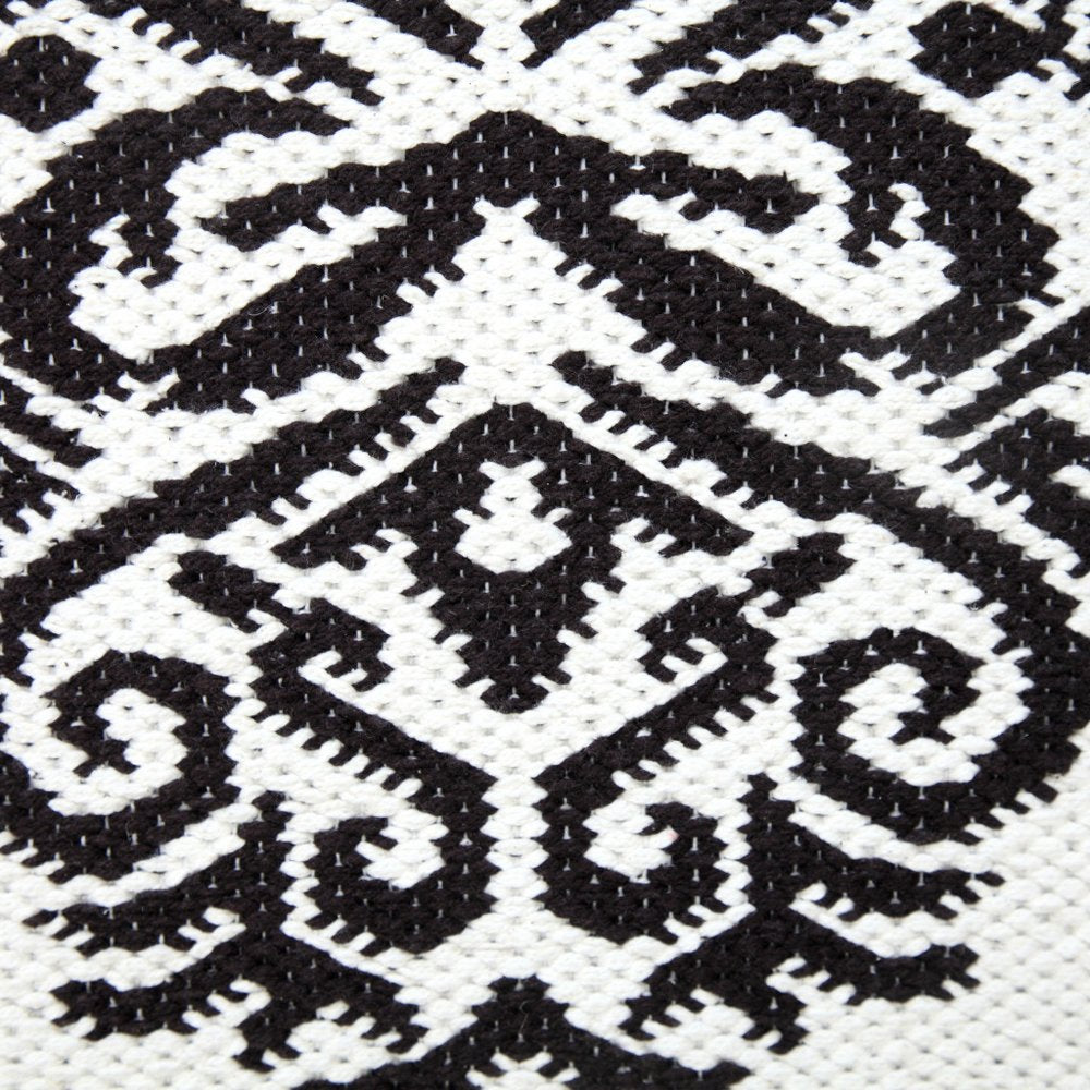 20" Blue And White Damask Cotton Throw Pillow