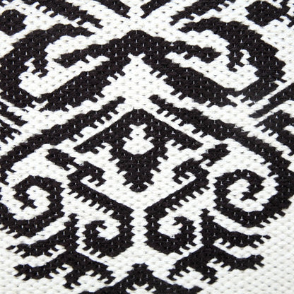 20" Blue And White Damask Cotton Throw Pillow