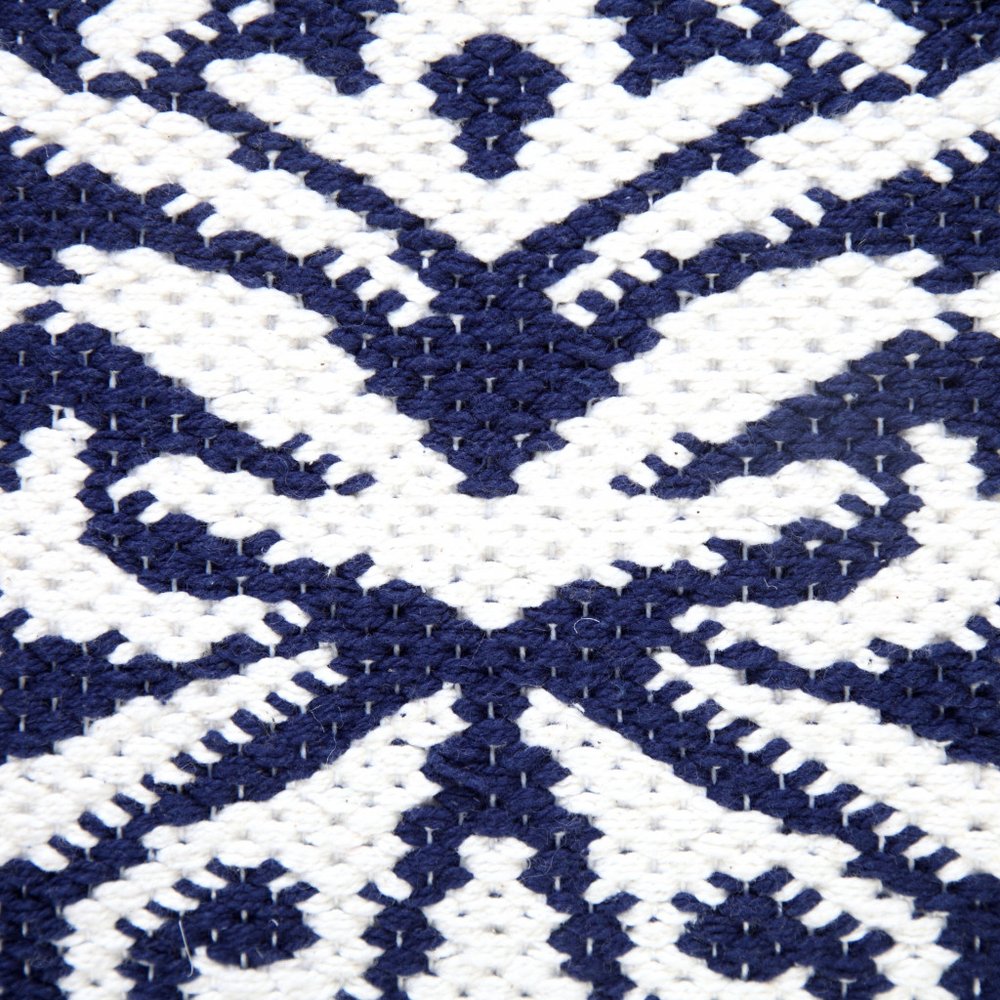 20" Blue And White Damask Cotton Throw Pillow