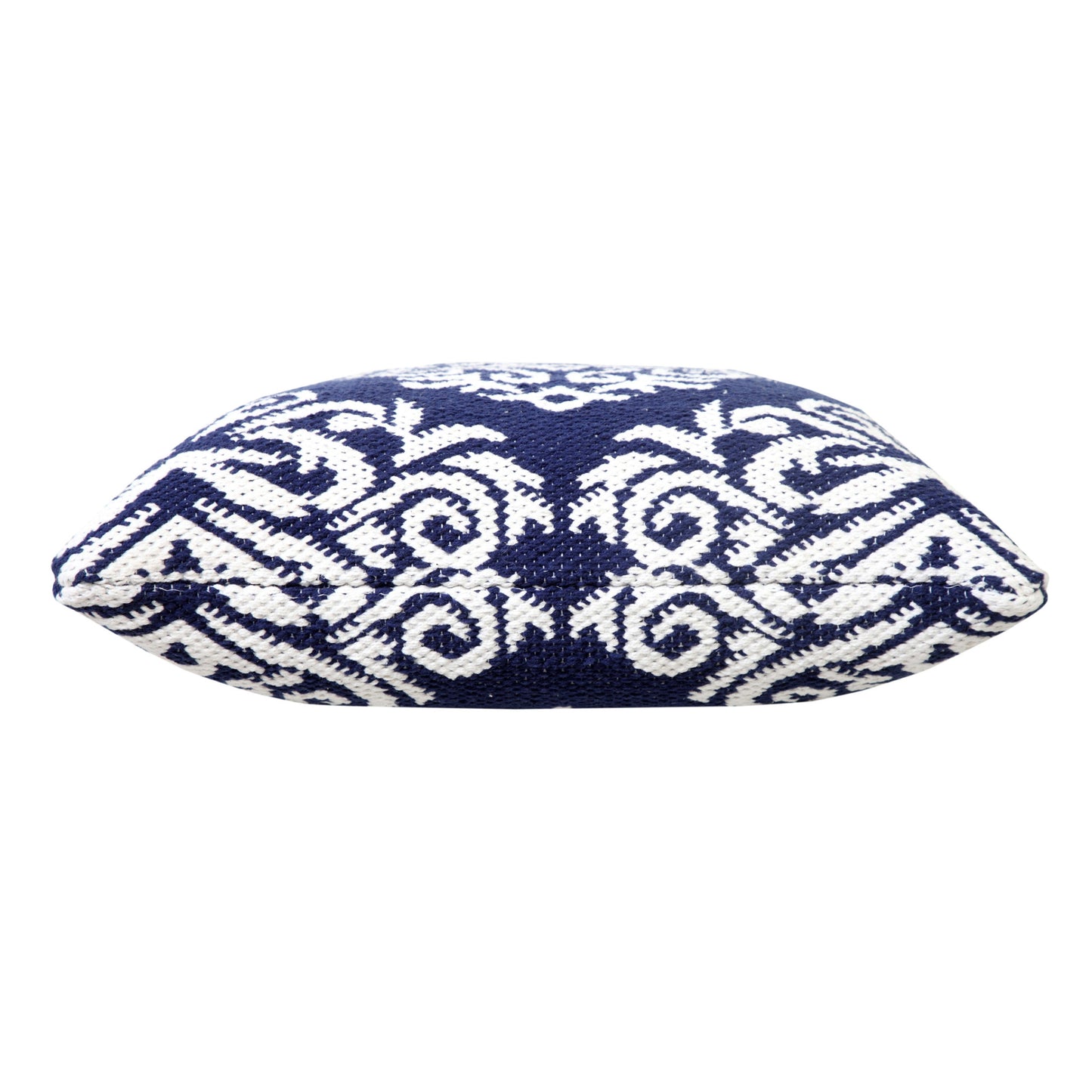 20" X 20" White And Black 100% Cotton Damask Zippered Pillow