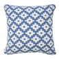 20" X 20" Blue And White 100% Cotton Geometric Zippered Pillow