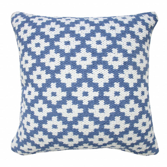 20" Orange And White Geometric Cotton Throw Pillow