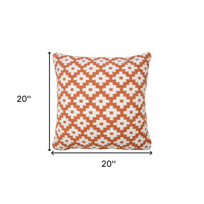 20" X 20" Black And White 100% Cotton Geometric Zippered Pillow