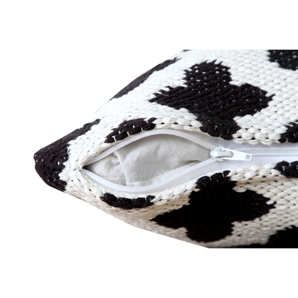 20" X 20" Green And White 100% Cotton Geometric Zippered Pillow