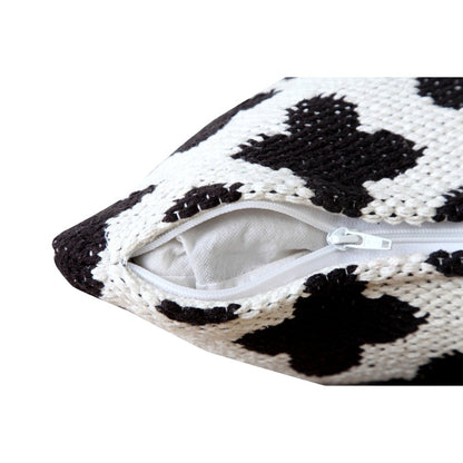 20" X 20" Green And White 100% Cotton Geometric Zippered Pillow