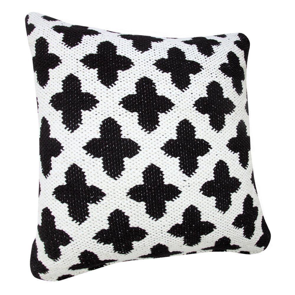 20" X 20" Green And White 100% Cotton Geometric Zippered Pillow
