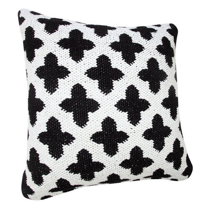 20" X 20" Green And White 100% Cotton Geometric Zippered Pillow