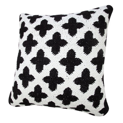 20" X 20" Green And White 100% Cotton Geometric Zippered Pillow