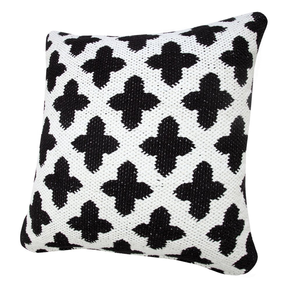 20" X 20" Green And White 100% Cotton Geometric Zippered Pillow