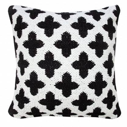 20" X 20" Green And White 100% Cotton Geometric Zippered Pillow