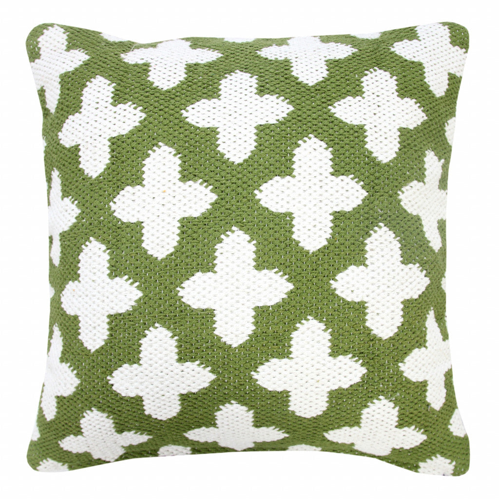 20" X 20" White And Black 100% Cotton Geometric Zippered Pillow