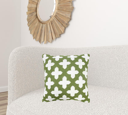 20" X 20" White And Black 100% Cotton Geometric Zippered Pillow