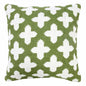 20" X 20" Green And White 100% Cotton Geometric Zippered Pillow
