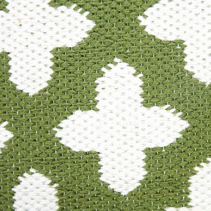 20" X 20" Green And White 100% Cotton Geometric Zippered Pillow
