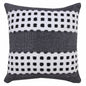 20" X 20" Black Gray And White 100% Cotton Striped Zippered Pillow