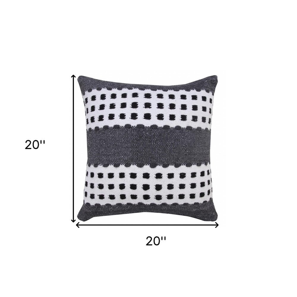 20" Black Gray and White Throw Pillow